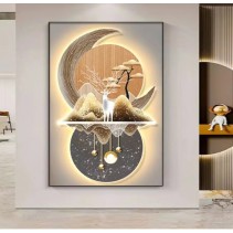 Imported Crystal Painting with PVC Frame | 24 x 36 Inches | Golden Frame | Porcelain Crystal Art