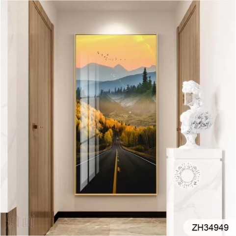 Imported Crystal Painting with PVC Frame | 24 x 36 Inches | Golden Frame | Porcelain Crystal Art
