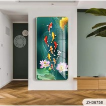 Imported Crystal Painting with PVC Frame | 24 x 36 Inches | Golden Frame | Porcelain Crystal Art