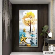 Imported Crystal Painting with PVC Frame | 24 x 36 Inches | Golden Frame | Porcelain Crystal Art