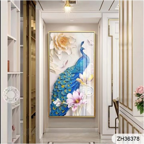 Imported Crystal Painting with PVC Frame | 24 x 36 Inches | Golden Frame | Porcelain Crystal Art