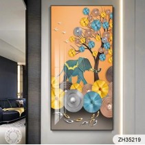 Imported Crystal Painting with PVC Frame | 24 x 36 Inches | Golden Frame | Porcelain Crystal Art