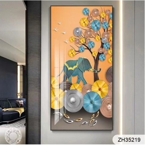 Imported Crystal Painting with PVC Frame | 24 x 36 Inches | Golden Frame | Porcelain Crystal Art
