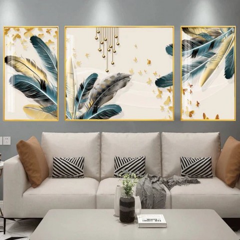 Set of 3 Piece Porcelain Frame / Crystal Paintings Home Decor