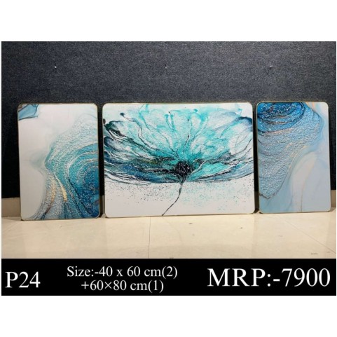 Set of 3 Piece Crystal Painting | Golden Frame | Porcelain Crystal Art