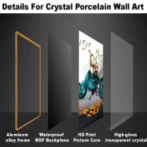 Set of 3 Piece Crystal Painting | Golden Frame | Porcelain Crystal Art