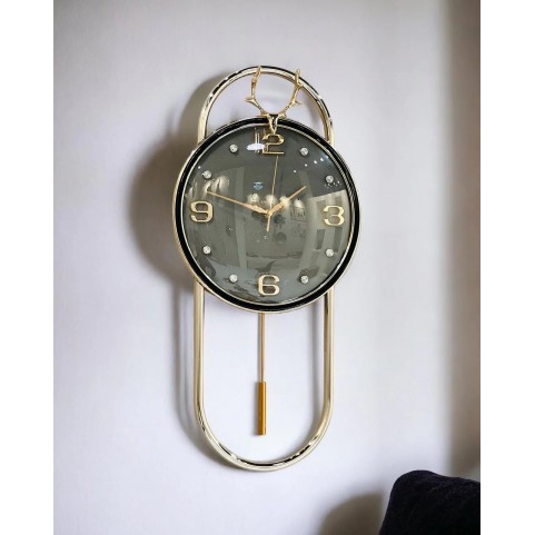 Deer Horn Pendulum Style Wall Clock - Grey Deer Horn Pendulum Style Wall Clock - Grey
