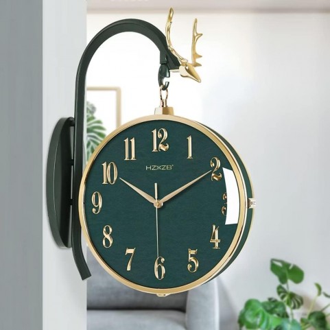 Double Sided Modern Wall Clock - Green