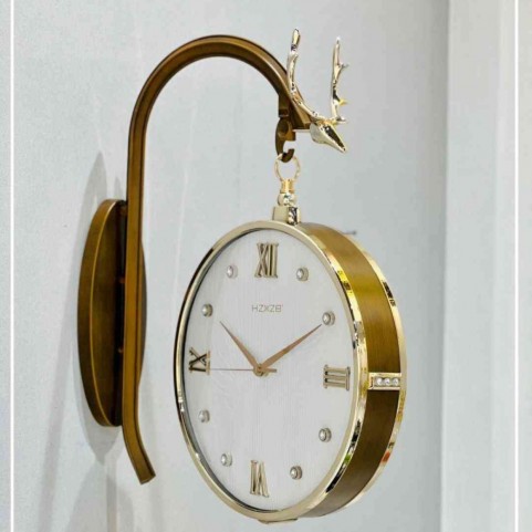 Double Sided Modern Wall Clock - Golden White Double Sided Modern Wall Clock - Golden White